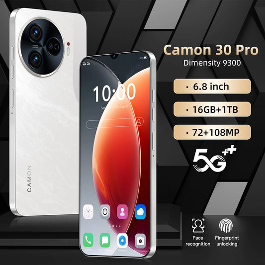 2025 NEW Camon 30 Pro Smartphone 5G 6.8inch HD 16G+1T Cellphones Dual SIM Original Mobile phones 6800mAh Unlocked 108MP Camera - All gadgets Market #