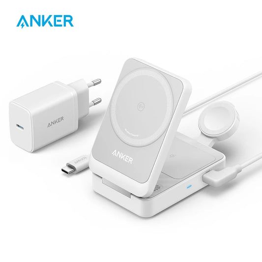 Anker MagGo 3-in-1 Charging Station, Qi2 Certified 15W MagSafe-Compatible Wireless Charger Stand,Apple Watch Charger for MagSafe - All gadgets Market #