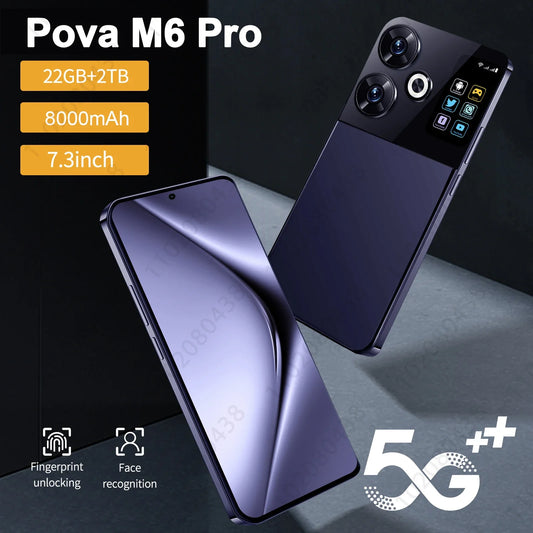 2025 Original Pova M6 Pro 22G+2T Smartphone 5G 7.3inch Android 14 Snapdragon 8 Gen3 8000mAh UnlockMobile Phone NFC DualSIM Phone - All gadgets Market #