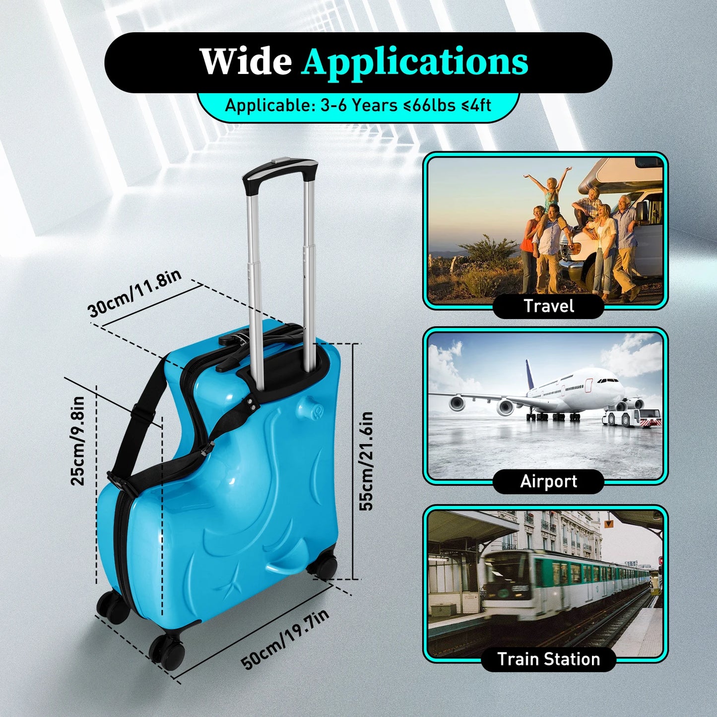 Kid's Ride-On Travel Suitcase with Password Lock - All gadgets Market #